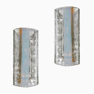 Transparente Wandlampen aus strukturiertem Glas von Mazzega, 2er Set