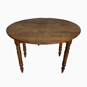 Walnut Wood Oval Drop Leaf Bistro Side Table