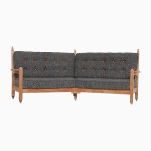Mid-Century French Oak Angular Sofa by Guillerme et Chambron
