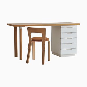Model 65 Desk and Chair by Alvar Aalto for Artek, Finland, 1960s, Set of 2