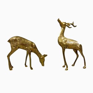 Brass Deers, 1970s, Set of 2