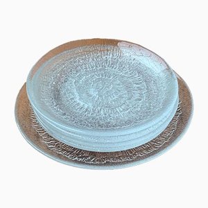 Platos Solaris finlandeses vintage de vidrio de Tapio Wirkkala para Iittala. Juego de 5