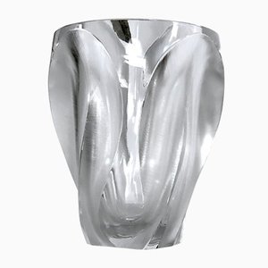 Polished and Frosted Crystal Glass Ingrid Vase from Lalique, 1960s