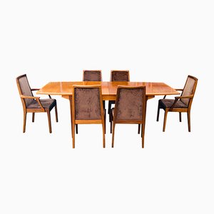 Table de Salle à Manger Extensible Mid-Century en Teck et 6 Chaises de Nathan, Set de 7