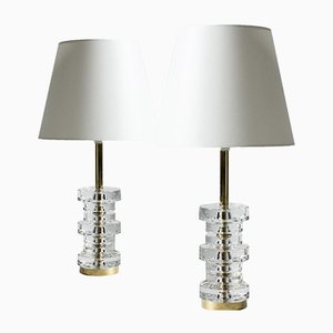 Crystal Glass Table Lamps by Carl Fagerlund for Orrefors, 1960s, Set of 2