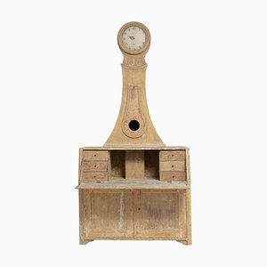 19th Century Swedish Country Pine Bureau Clock