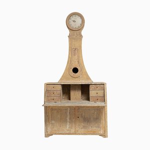 Horloge de Bureau en Pin, Suède, 19ème Siècle