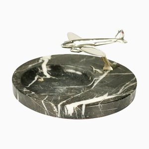 Lufthansa Heinkel 111 Desk Shelf Marble & Chrome Airplane 30s 40s