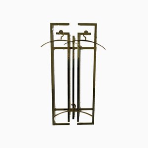 French Brass Wall Rack with Coat Hangers, 1970s