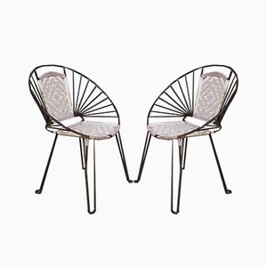 Set of Mid-Century Hoop Chairs with Caned Seats and Backs