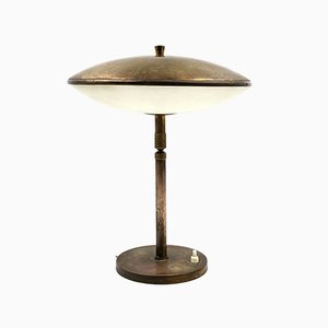 Mid-Century Brass Table or Desk Lamp Attributed to Stilnovo, Milan, Italy, 1950s