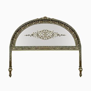 19th Century French Belle Époque Style Headboard in Bronze, Glass and Brass