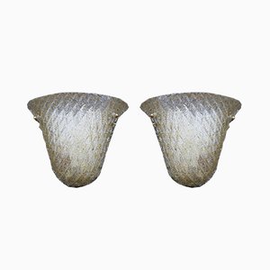 Apliques de cristal de Murano con polvo dorado, años 70. Juego de 2