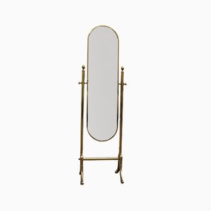 Italian Swinging Bedroom Mirror in Solid Brass, 1950s