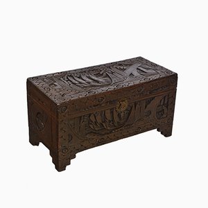 Small Chinese Carved Camphor Wood Storage Chest
