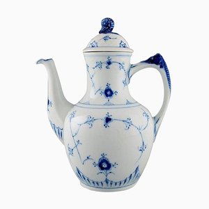 Blue Fluted Coffee Pot Model Number 413 from Bing & Grøndahl, Mid-20th Century