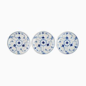 Blue Fluted Bottle Trays from Bing & Grøndahl, Mid-20th Century, Set of 3