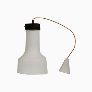 Lampada da soffitto in vetro bianco satinato, Italia, 1960