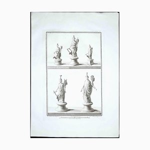 Ancient Roman Statues, 1700s, Original Etching