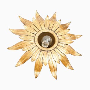 Mid-Century Modern Sunburst Brass Pendant Lamp, 1960s