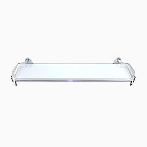 Bathroom Shelf in Chrome and White Marble Glass, 1950s