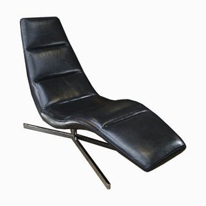 Chaise Longue in Leather and Chromed Metal, 1970s
