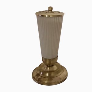 Lámpara de mesa vintage pequeña con marco de latón, años 30