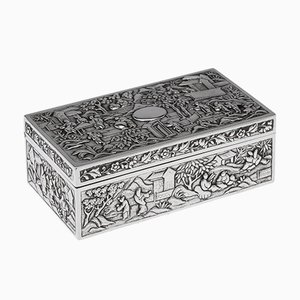 Caja de procesiones aristocrática china de plata maciza, siglo XIX, 1870