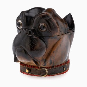 19th Century Victorian Lignum Vitae Bulldog Inkwell, 1860