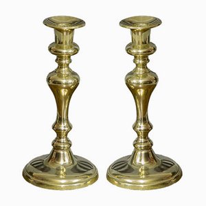 Early-19th Century Brass Candlesticks, Set of 2