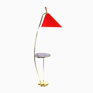 Brass Floor Lamp with Integrated Table by Rupert Nikoll