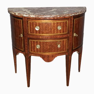 Louis XVI Style Demi Lune Commode in Marquetry