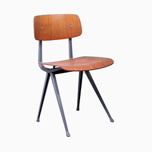 Blue-Grey & Teak Result Chair by Friso Kramer for Ahrend De Cirkel, 1950s
