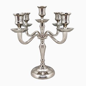 Handmade Stainless Steel Candelabra for 5 Candles, Italy, 1950s