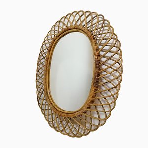 Mid-Century Mirror in Wicker and Rattan by Franco Albini, Italy, 1960s