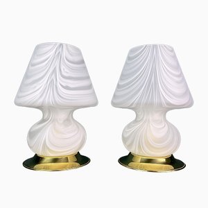 Murano Mushroom Table Lamps, Italy, 1980s, Set of 2