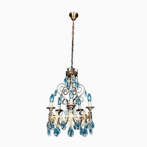 Lustre Vintage avec Gouttes en Cristal, Italie, 1960s