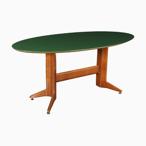 Tisch aus Furnierholz und Hinterbehandeltem Glas, Italien, 1950er