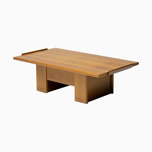Italian Architectural Cherry Coffee Table with Sliding Top