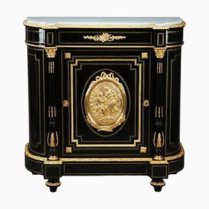 Antikes Napoleon III Sideboard aus geschwärztem Holz & vergoldeter Bronze