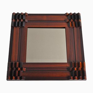 Wooden Mirror by Luciano Frigerio, 1970s