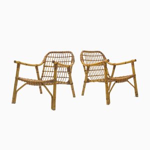 Fauteuils en Bambou et Rotin, Italie, 1950s, Set de 2