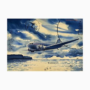 Jack Learoy, Starbrook Airlines, Coming in Over the White Sand, 1995, Lithograph on BFK Rives Paper