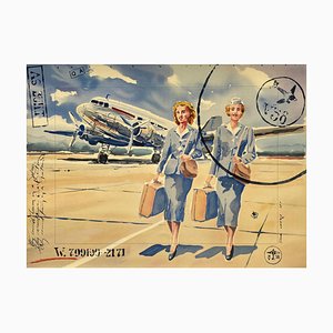 Jack Learoy, Starbrook Airlines, Sie trugen Himmel in einem Koffer, 1995, Lithographie auf BFK Rives Papier