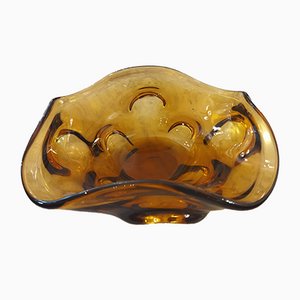 Cuenco grande de cristal de Murano ámbar, años 60