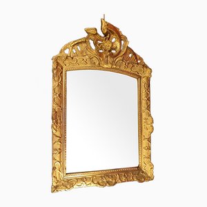 Specchio Regency in legno dorato con intagli floreali, XVIII secolo