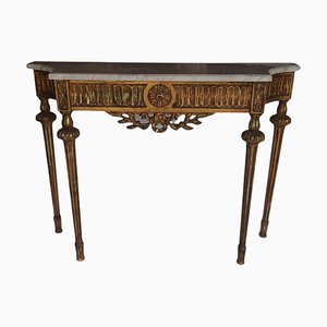 Louis XVI Console in Gilt Wood with Carrara Marble Top