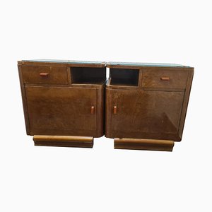 Art Deco Nightstands in Solid Wood, Set of 2