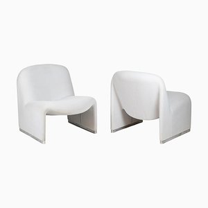 Fireside Chairs in Foam and Chrome Steel by Giancarlo Piretti for Anonima Castelli, 1970s, Set of 2
