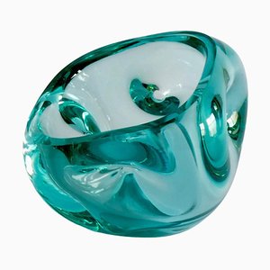 Cuenco o Vide-Poche de cristal de Murano en aguamarina, años 60